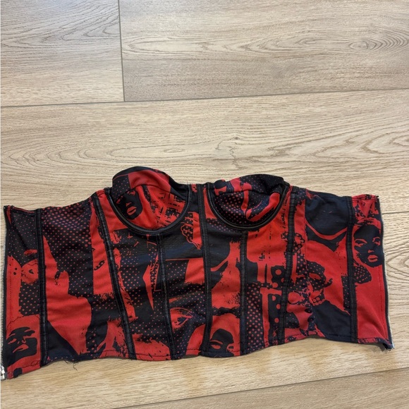 Edikted Tops - Red and Black Corset